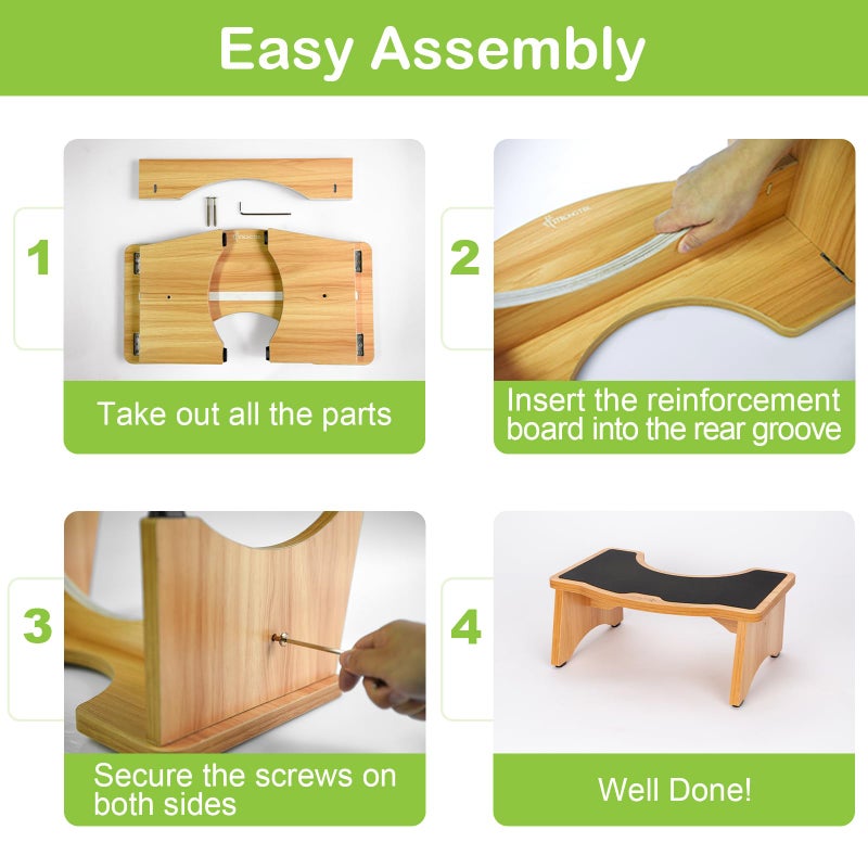 StrongTek كرسي المرحاض المعزز من سترونغ تيك، كرسي خشبي للحمام، خشب سميك إضافي، قدرة قوية تصل إلى 350 رطل، كرسي مرحاض مريح للأطفال والبالغين وكبار السن - Image 5